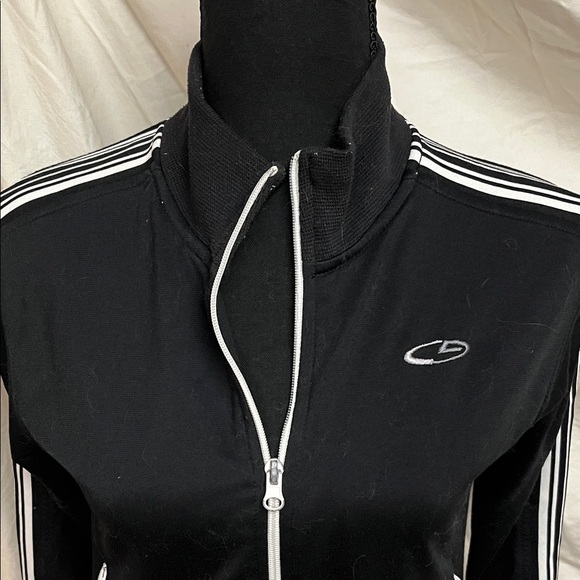 Champions Black Crop Zip-Up Track Jacket with White Stripes - Picture 2 of 4